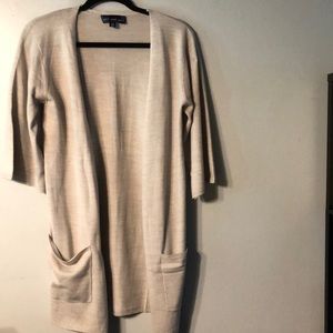 Light grey knee length cardigan light sweater